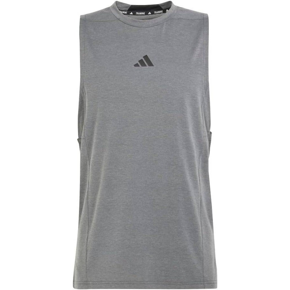 Adidas Mens Training Sleeveless Tee Charcoal Grey Heather Athletic Tank Top